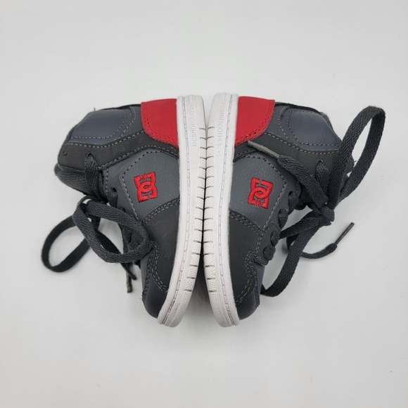 DC Spark High RS Sneakers Toddler Size 5 Gray Red High Top Shoes Skateboard - Picture 8 of 11